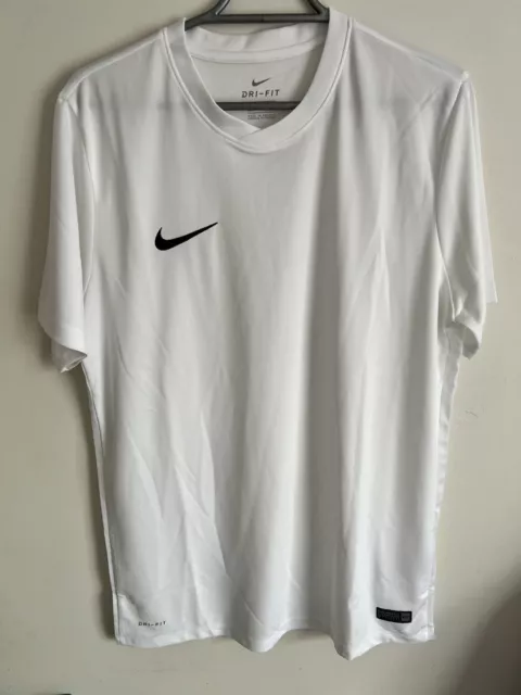 Nike Park VI Short Sleeve Mens Football T Shirt Dri-Fit White Size Large BNWOT