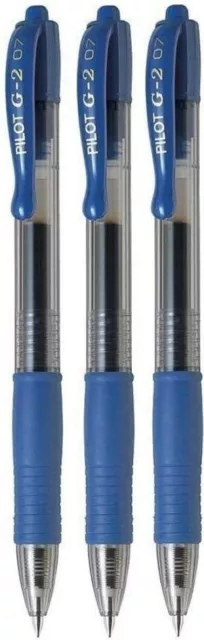 Lot de 3 stylos bille PILOT G2 07 encre gel Bleu