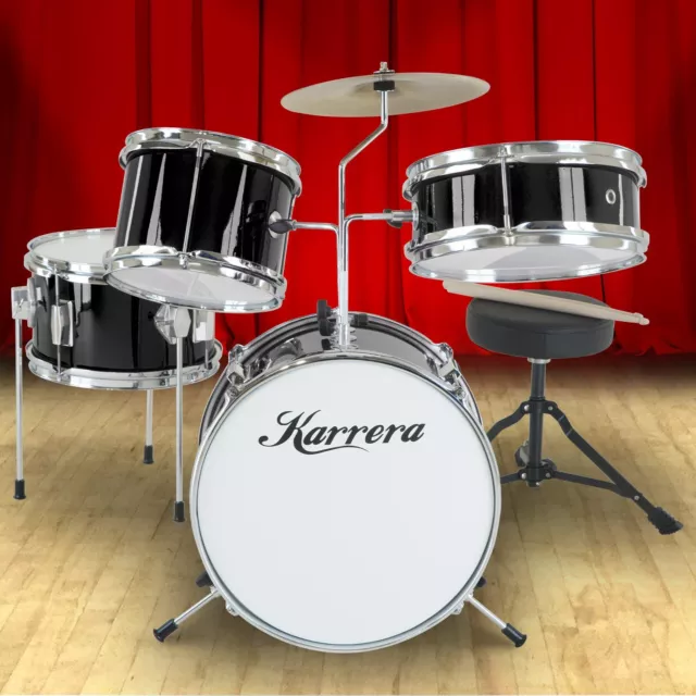 NEW CHILDRENS 4 PIECE BLACK DIAMOND DRUM KIT SET MUSICAL INSTRUMENT ,kids