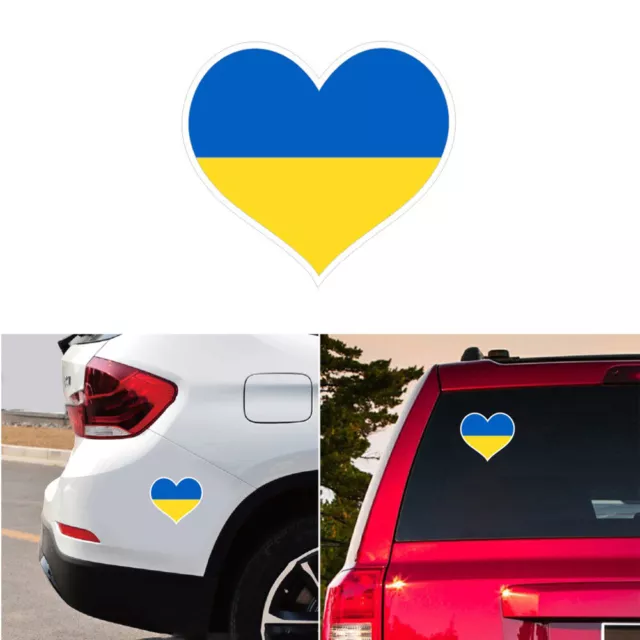 Heart Shape Ukrainian Flag Car Stickers Ukraine Auto Window Decal (1pc) 3