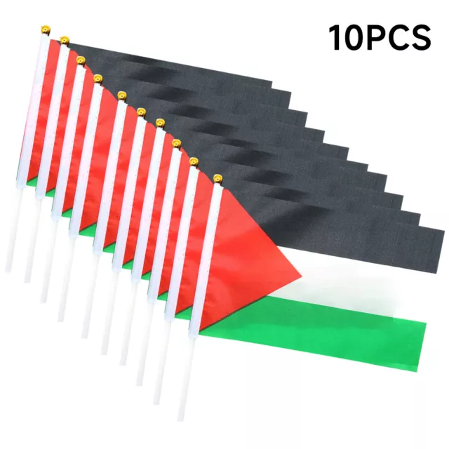 10pcs Palestine 14X21 cm handheld mini flag on Sticks National Hand Waving Flags