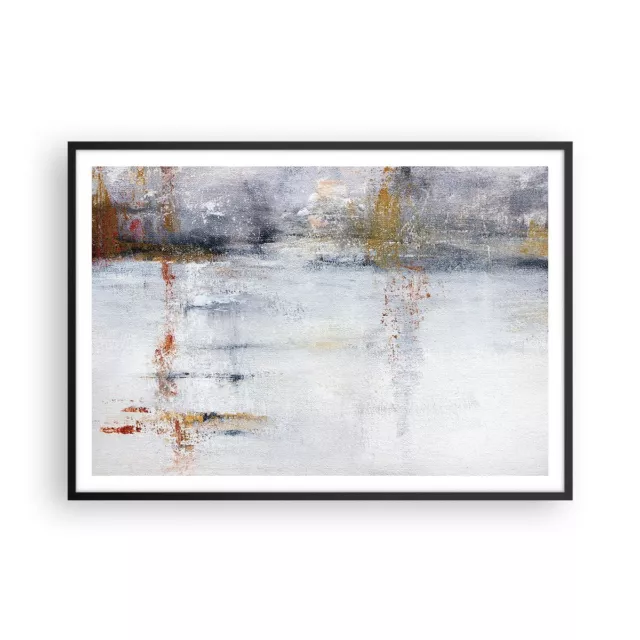 Cuadro Poster de Pared 100x70cm P�ster Marco Abstracci�n Blanco Borrosa Wall Art