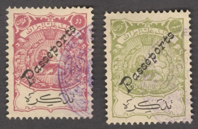 Arabic Lion revenue stamps with PASSEPORTS overprints (2)