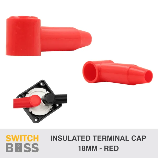 18mm Insulated TERMINAL Cap Cover 12v 24v Battery Isolator 10-15mm Cable RED