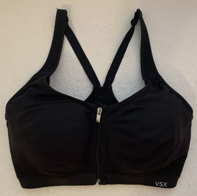 Victoria's Secret Victoria Sport Womens 36DD Black Front Zip