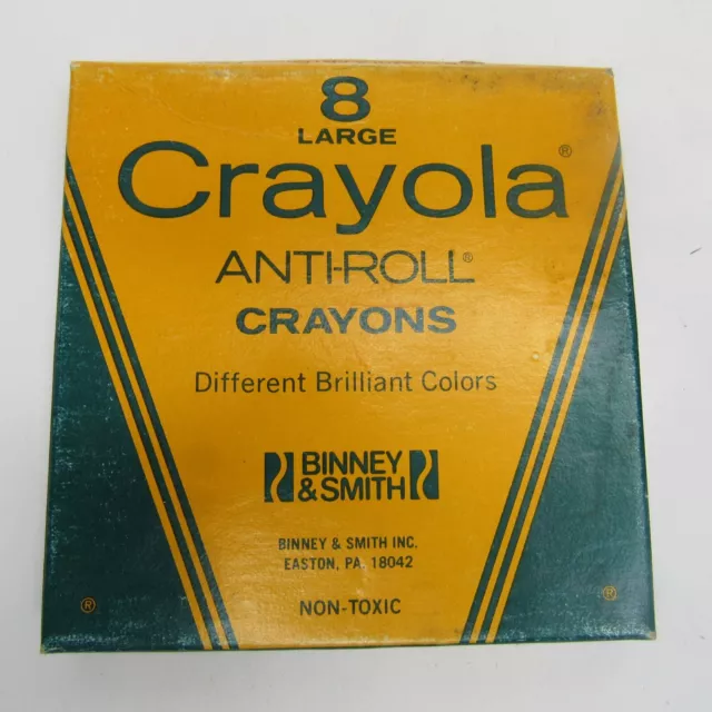 1988 BINNEY & SMITH LARGE CRAYOLA CRAYONS BOX OF 8 USED BOX USA