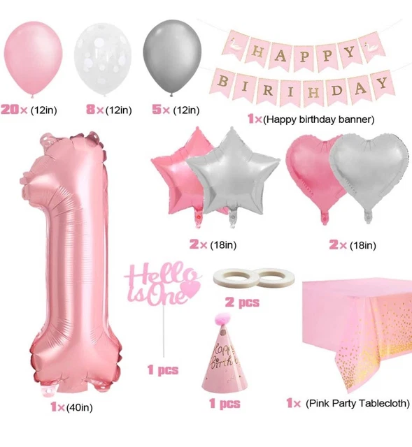 TLX – décorations de premier anniversaire pour filles, Kit d'arche de ballons roses pour bébé fille, décoration de fête de premier anniversaire, vente en gros