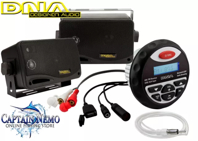 Dna Marine Bluetooth Usb / Mp3 Audio Player Pack Am/Fm Boat Radio Black Ma3Btp2B