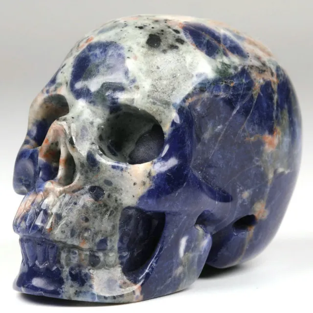 2.0" Sodalite Carved Crystal Skull, Realistic, Crystal Healing