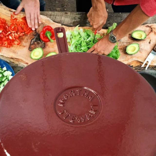 Martha Stewart Collection 10" Cast Iron Red Enamel Skillet Frying Pan