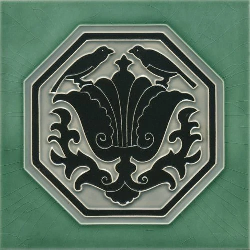 Art Nouveau Vintage Ceramic Tile Azulejo German Trivet Majolica Reproduction