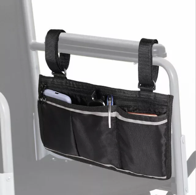1pc Rollstuhl-Tasche Seitentasche für Armlehne Zubehör Wasserdicht Schwarz Grey