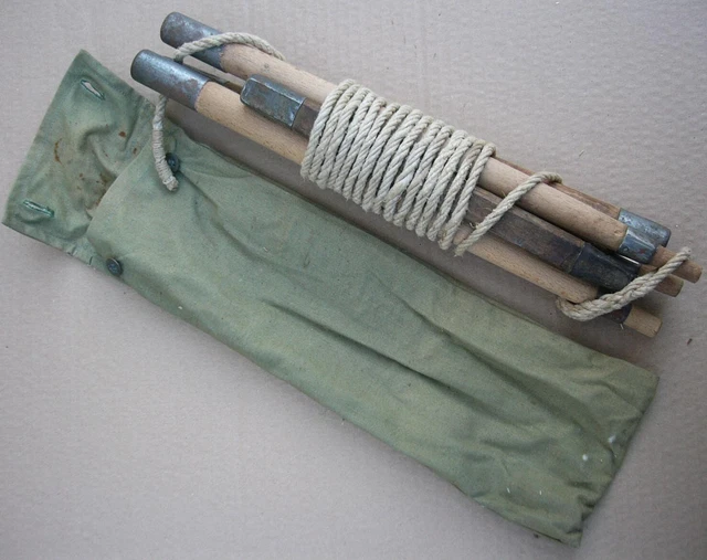 VERY RARE ORIGINAL WWI WWII German Zeltbahn army tent Poles + Rope ...