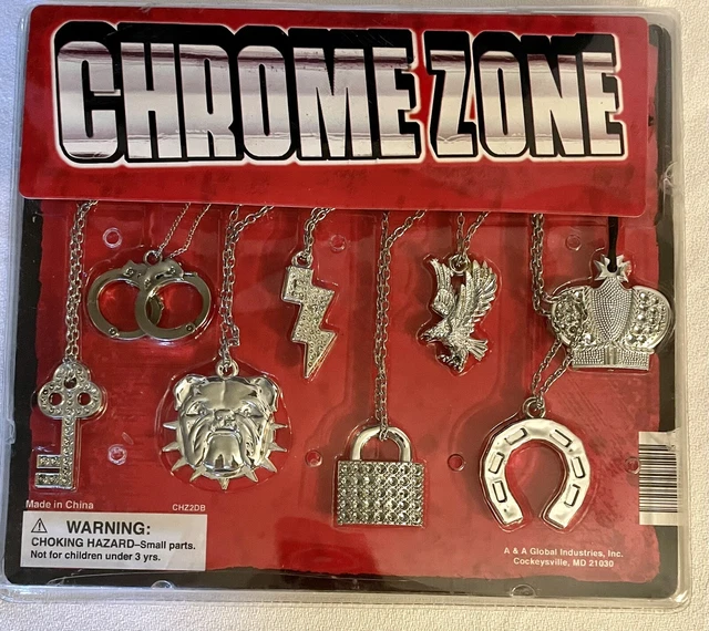 CHROME ZONE Set Of 8 Silver Tone Charms w/chain Vending Machines Display