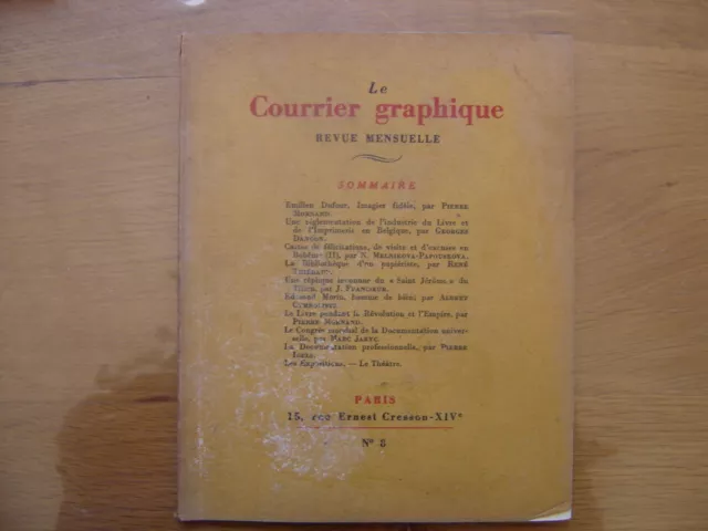 revue 1937 LE COURRIER GRAPHIQUE 8 sommaire en photo ARTS GRAPHIQUES