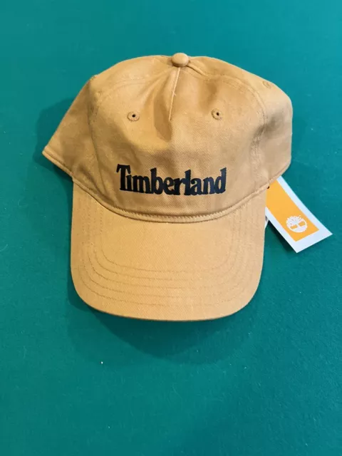 NEW Timberland Men's Nature Black Logo Snapback Tan Golden Hat Cap