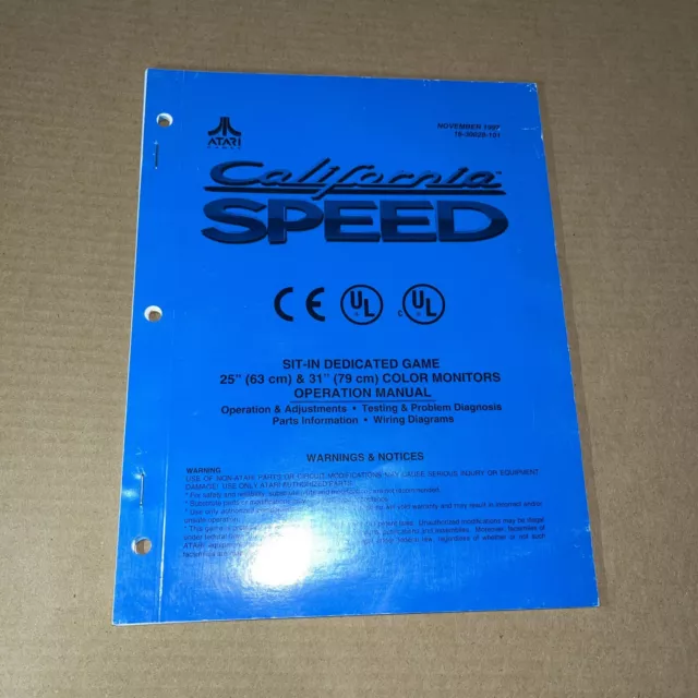 Atari California Speed November 1997 Operation Manual