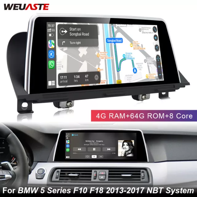 Car GPS Stereo Navi Carplay 4+64GB For BMW 5 Series F10 F18 2013-2017 NBT System