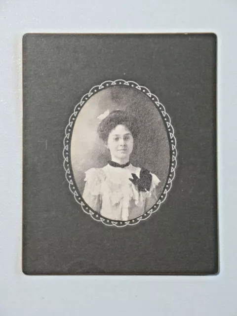 Antique Cabinet Photo Card Young Woman Geana Meyers B&W Oval 7758