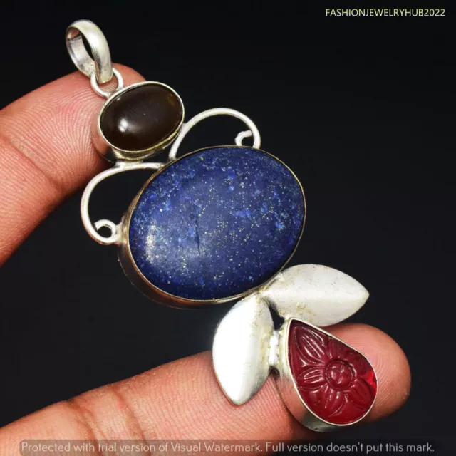 Lapis Lazuli Gemstone Ethnic Handmade Beauty Pendant Jewelry 3" FPS-2036