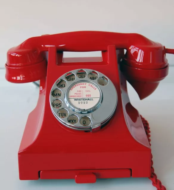 Bakelite Gpo Telefon Datiert 1954 Neu Beschichtet In Chinesisch Rot Mit Einem Zifferblatt A Ton