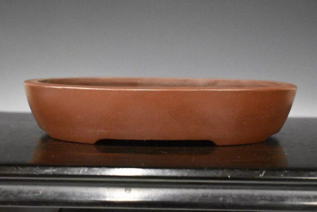Pot à Bonsaï Japonais Vintage Mino Kenzan - Signé Deimono, Ovale Marron - Excellent état