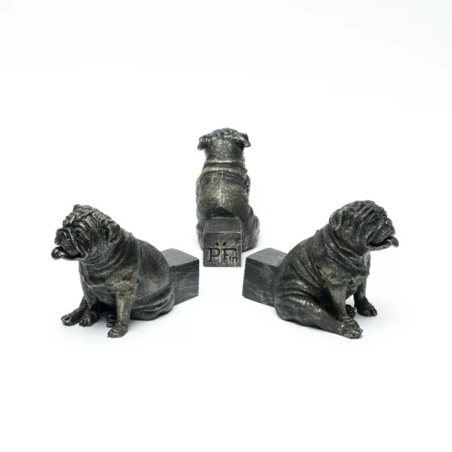 Potty Feet British Bulldog Set x3 Polyresin Bronze Colour Plant Pot Dog Ornament