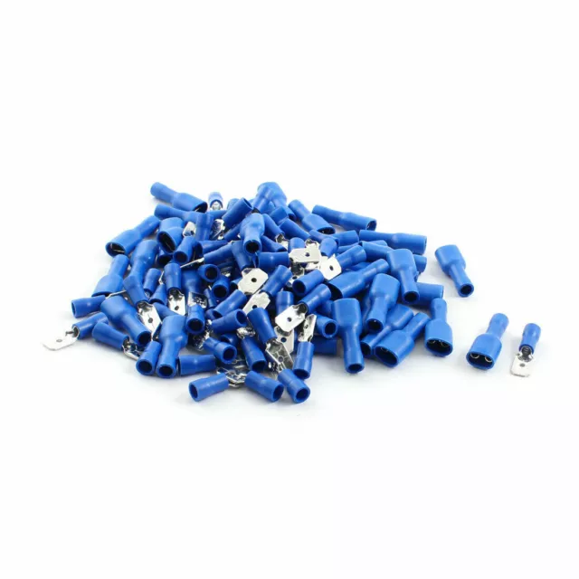 50 Sets FDFD2-250ADD2-250 AWG16-14Cable Insulating Spade Crimp Terminals Blue