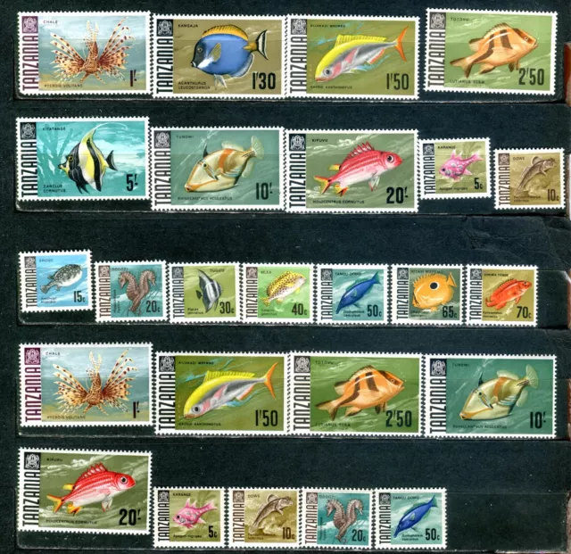 FAUNA_7618 1967-1971 Tanzania fish MARINE LIFE 16+9 pcs MNH