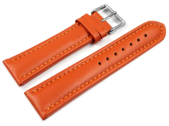 Uhrenarmband echt Leder gepolstert glatt orange 18mm 20mm 22mm 24mm