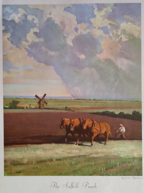 1964 Wesley Dennis The Suffolk Punch Work Horse Print Suitable for Frame Plowing