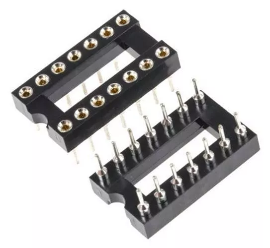 Pack 10 DIL IC Socket Turned Pin 14 Way 0.3"