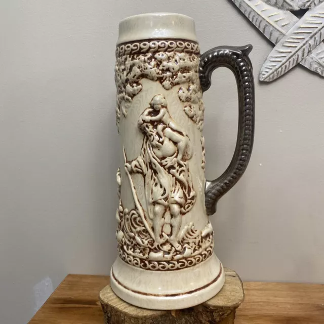 3D Garden of Eden Art Mug Beer Stein Atlantic Ceramic Biblical Bible 1980 Vintag