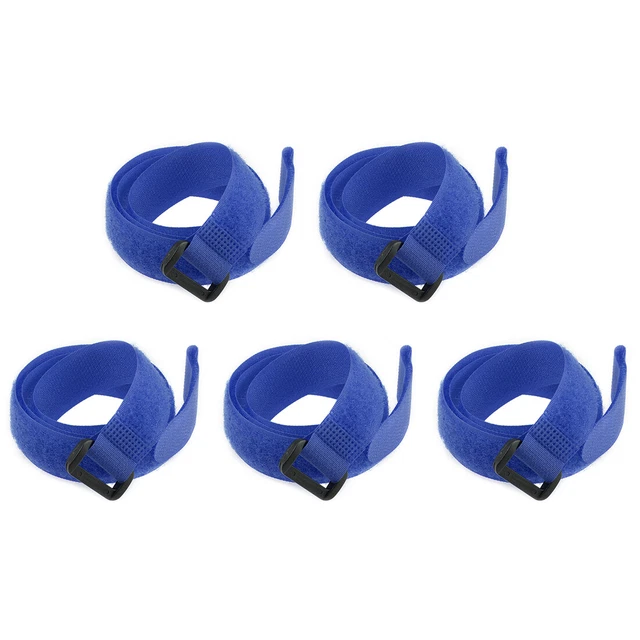 5Pcs Crochet Boucle 3/4 x 22 Pouces Sangles Fixation Réutilisable Câble Bleu