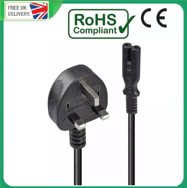 2 Pin Mains Cable Lead Power Cord UK Plug For Sony Playstation PS2 PS3 PS4 PS5