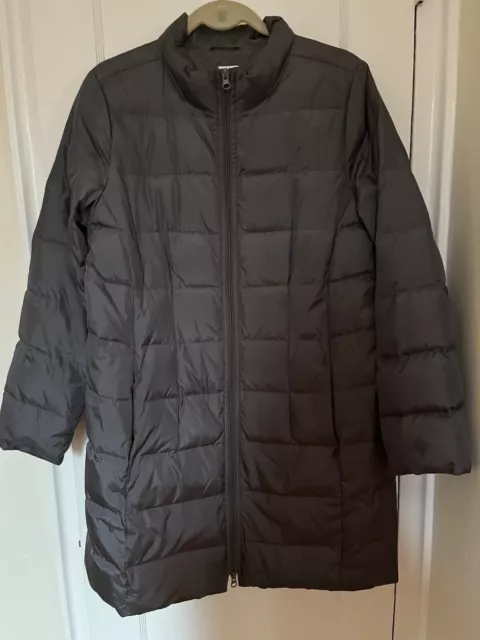 J. Jill Women's Down Quilted Puffer Coat Jacket Petite Size M Gray Full Zip