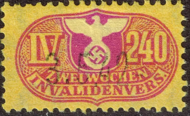 Germany WW2 Third Reich Wehrmacht Invalides Swastika Eagle stamp 1942 MNH DM2.40