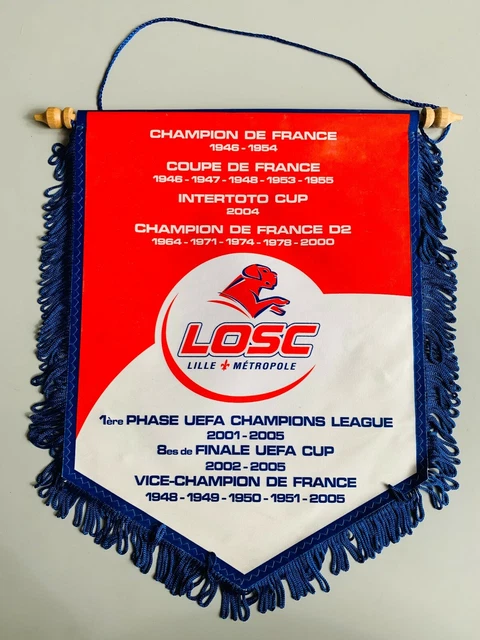 LOSC Lille rare grand fanion vintage foot football pennant banderin