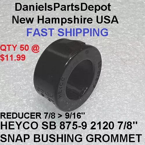 x50 7/8" HEYCO SB-875-9 #2120 SNAP BUSHING BLACK NYLON PLASTIC CABLE PROTECTOR