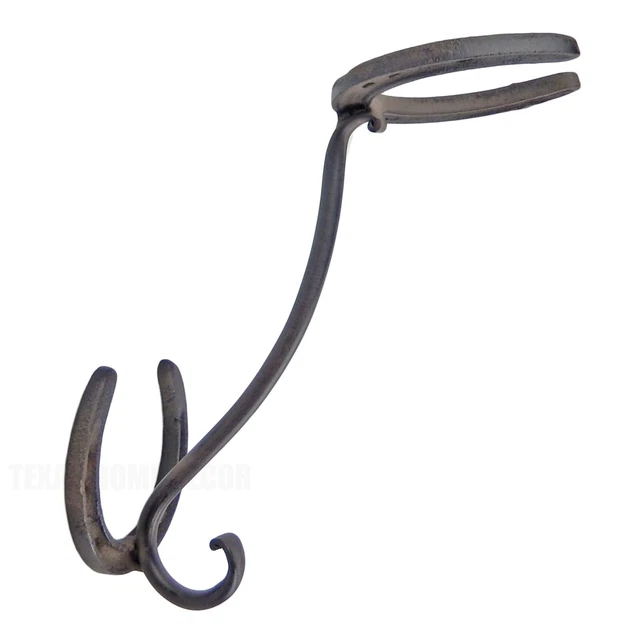 Cast Iron Horseshoes Coat Hat Wall Rack Hanger Hook Rustic Western Antique Brown