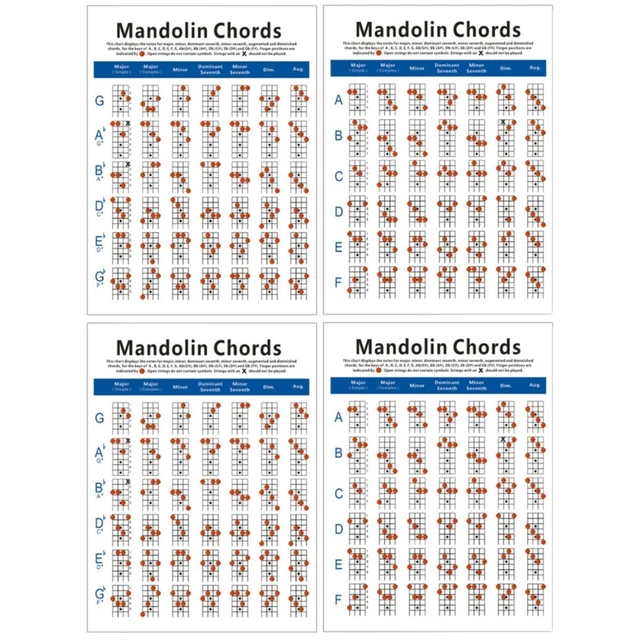 2 COUNT MANDOLIN Chords Chart for Guitar Beginner Instrument Trainning ...