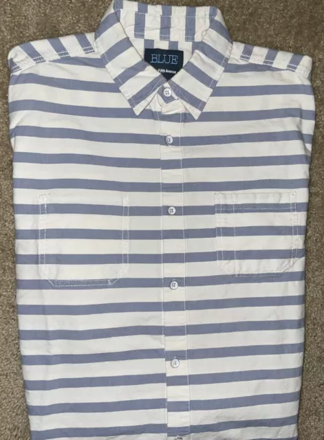 MENS BLUE SAKS Fifth Avenue Long Sleeve Striped Button Up Shirt Medium ...