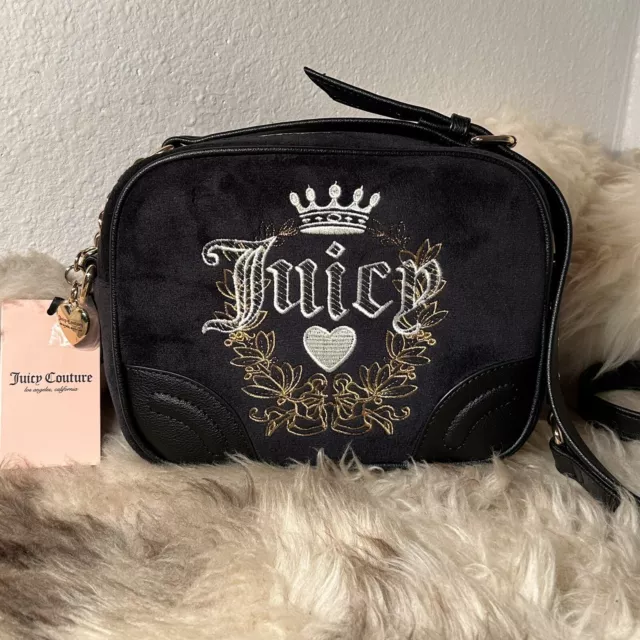 NWT Juicy Couture Velour Heritage Crossbody - Licorice Black