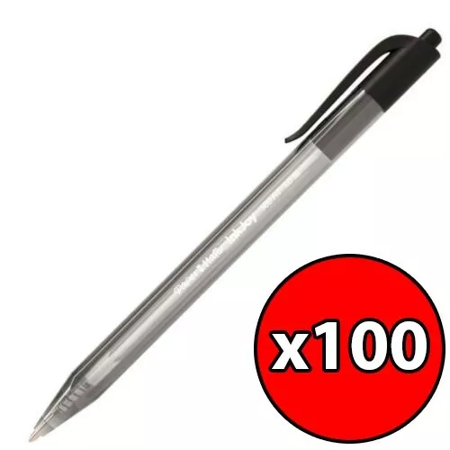 PaperMate Ballpoint Pen Inkjoy 100 RT Black Medium Tip 1.0mm Pack of 100 G4P