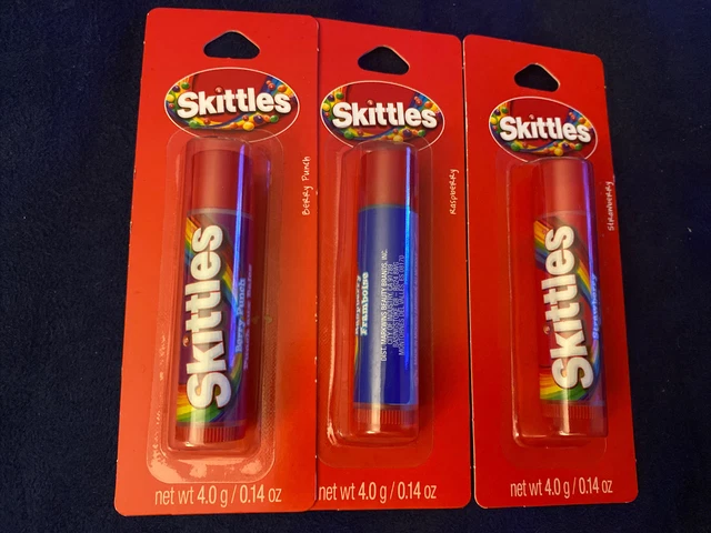 Skittles Candy Flavor Lip Balm Berry Punch, Raspberry, Strawberry