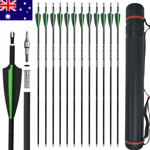 12X 30" Archery Carbon Arrows SP500 Quiver Compound Recurve Bow Hunting Target