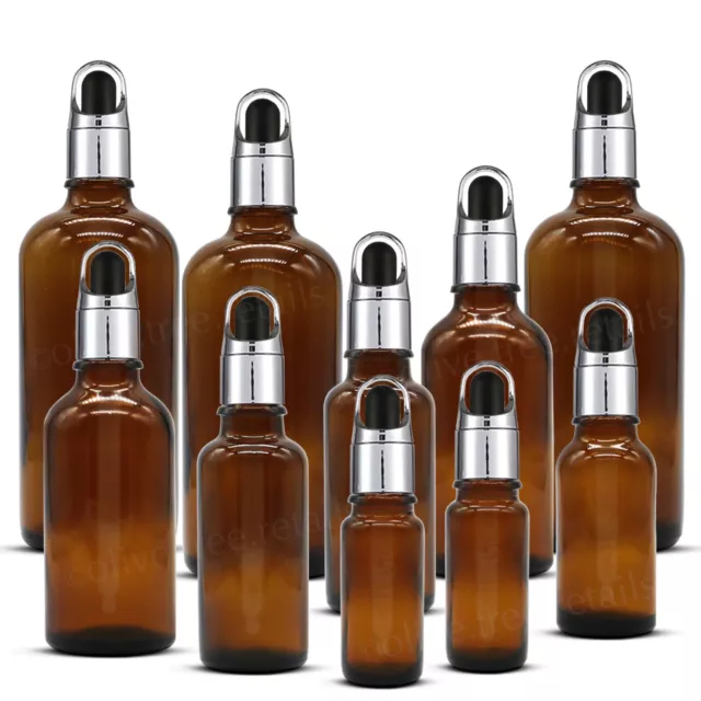 Amber Glass Dropper Bottle Tamper Evident Pipette Eye Ear Drop Wholesale 5  Sizes