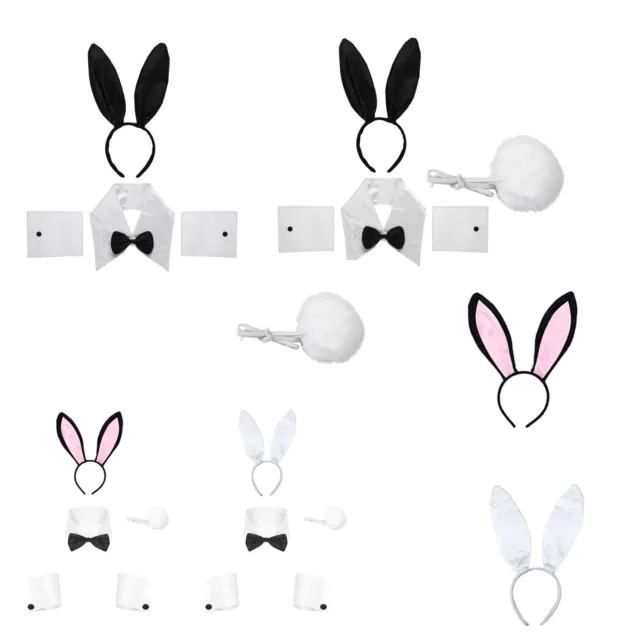 Bunny Costume Set - Rabbit Ears Headband, Bow Tie, Cuff and Tail Accessories Kit