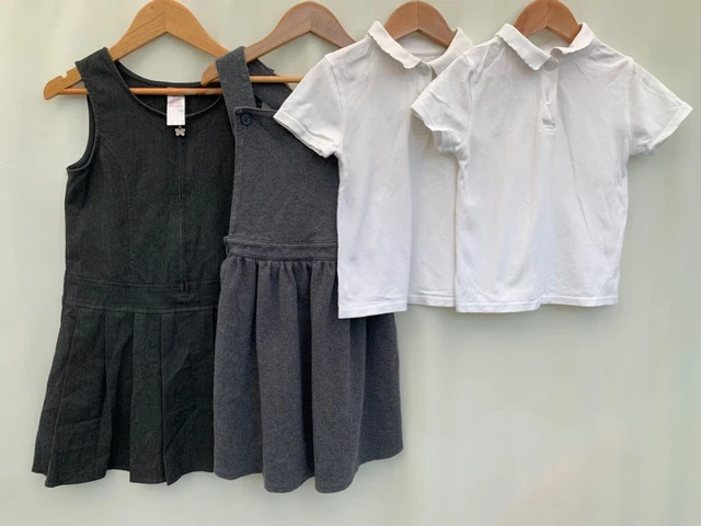 Girls Bundle school uniform dresses polo shirts age 6-7 years F&F M&S
