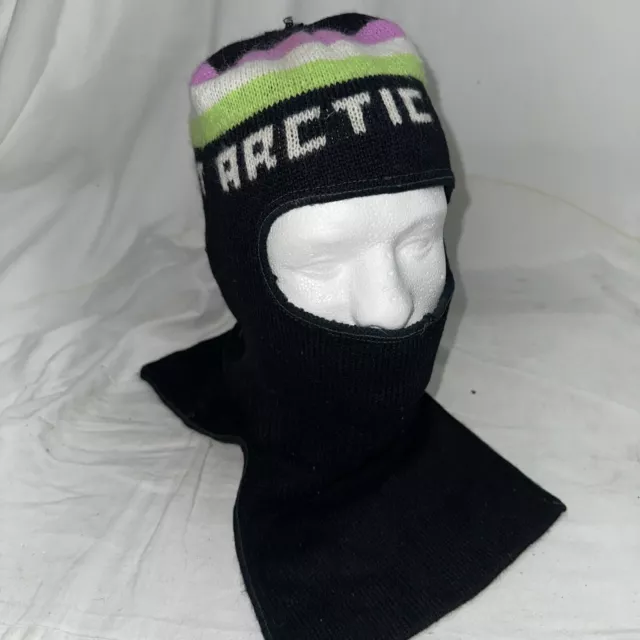 Vintage Arctic Cat Snowmobile Black Knit Full Face Mask Stocking Cap Hat